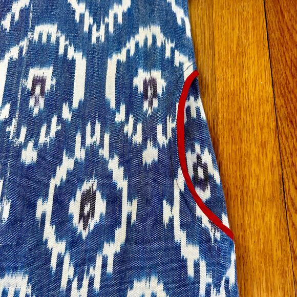 Vintage 70s Handmade Retro Patterned Blue and White Dress with Pockets Size Med - Picture 12 of 13